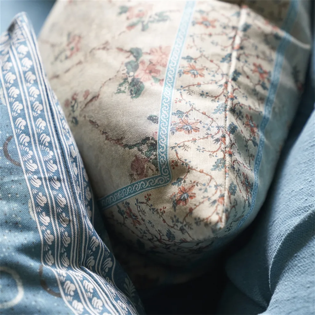 Vintage Floral Linen Cushion - Designers Guild