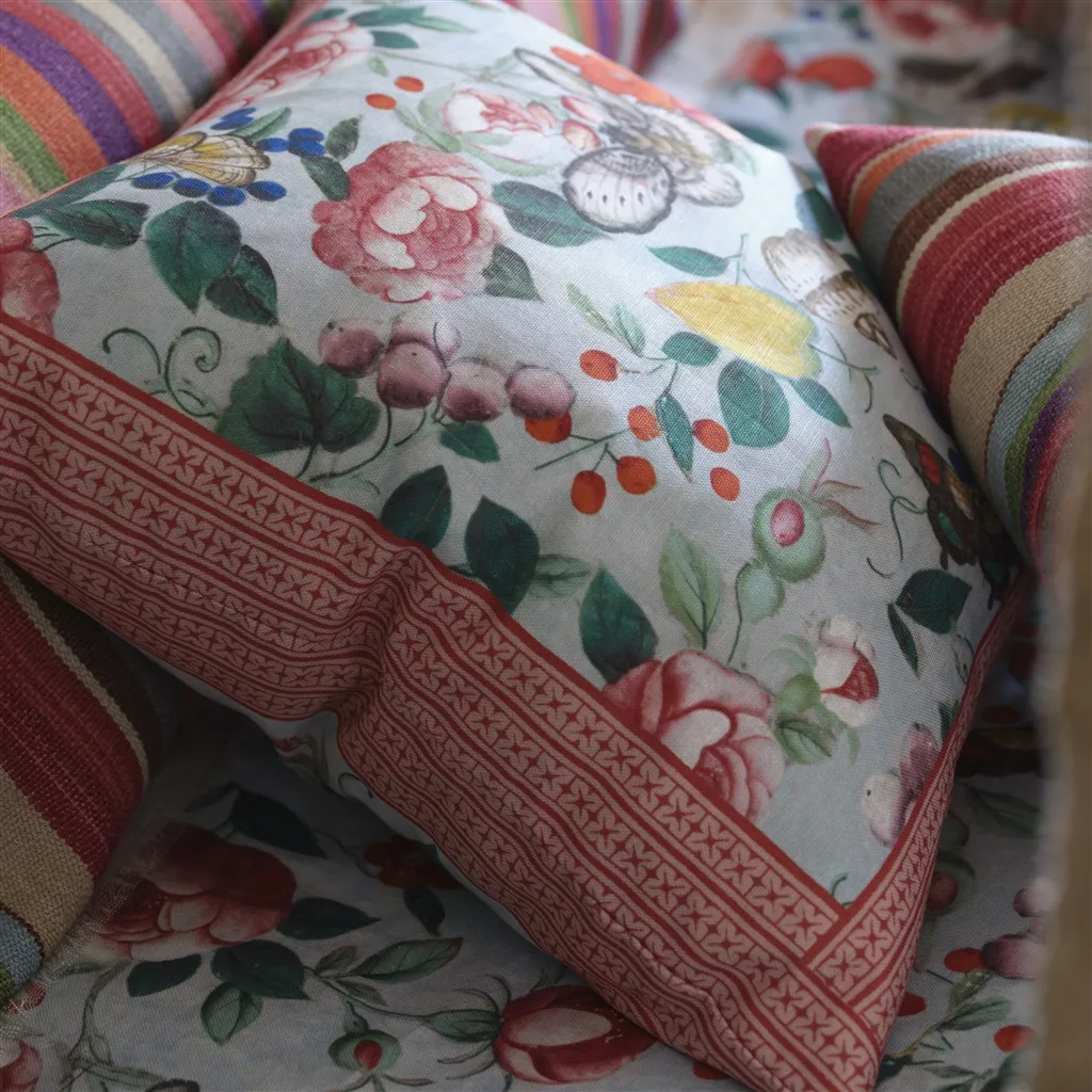 Flower Fan Sky Blue Cushion - Designers Guild