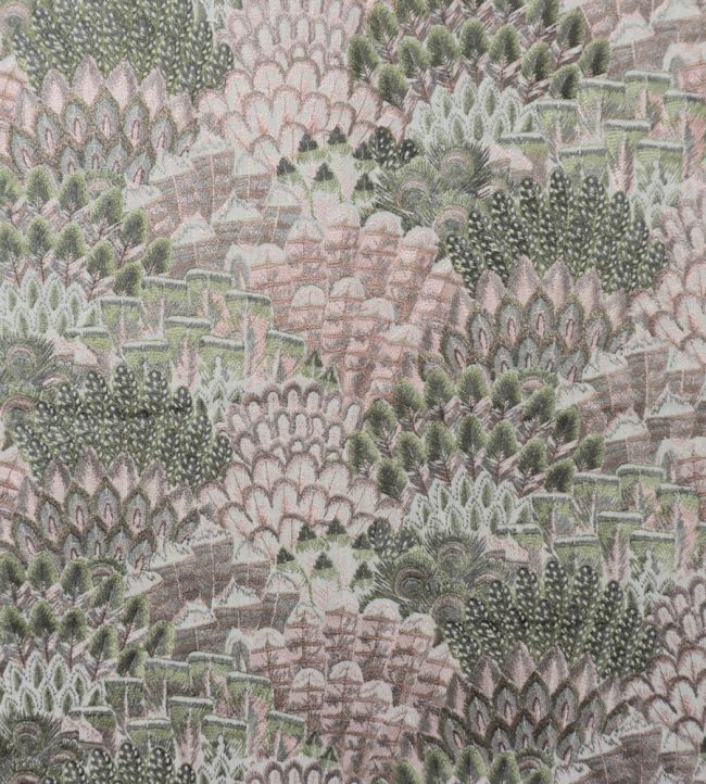 Plume Embroidery Fabric - Green
