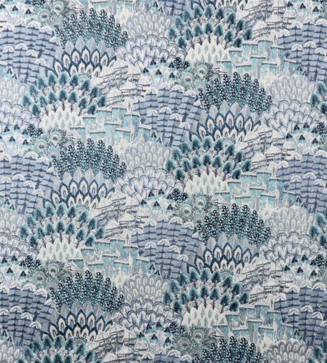 Plume Embroidery Fabric - Blue
