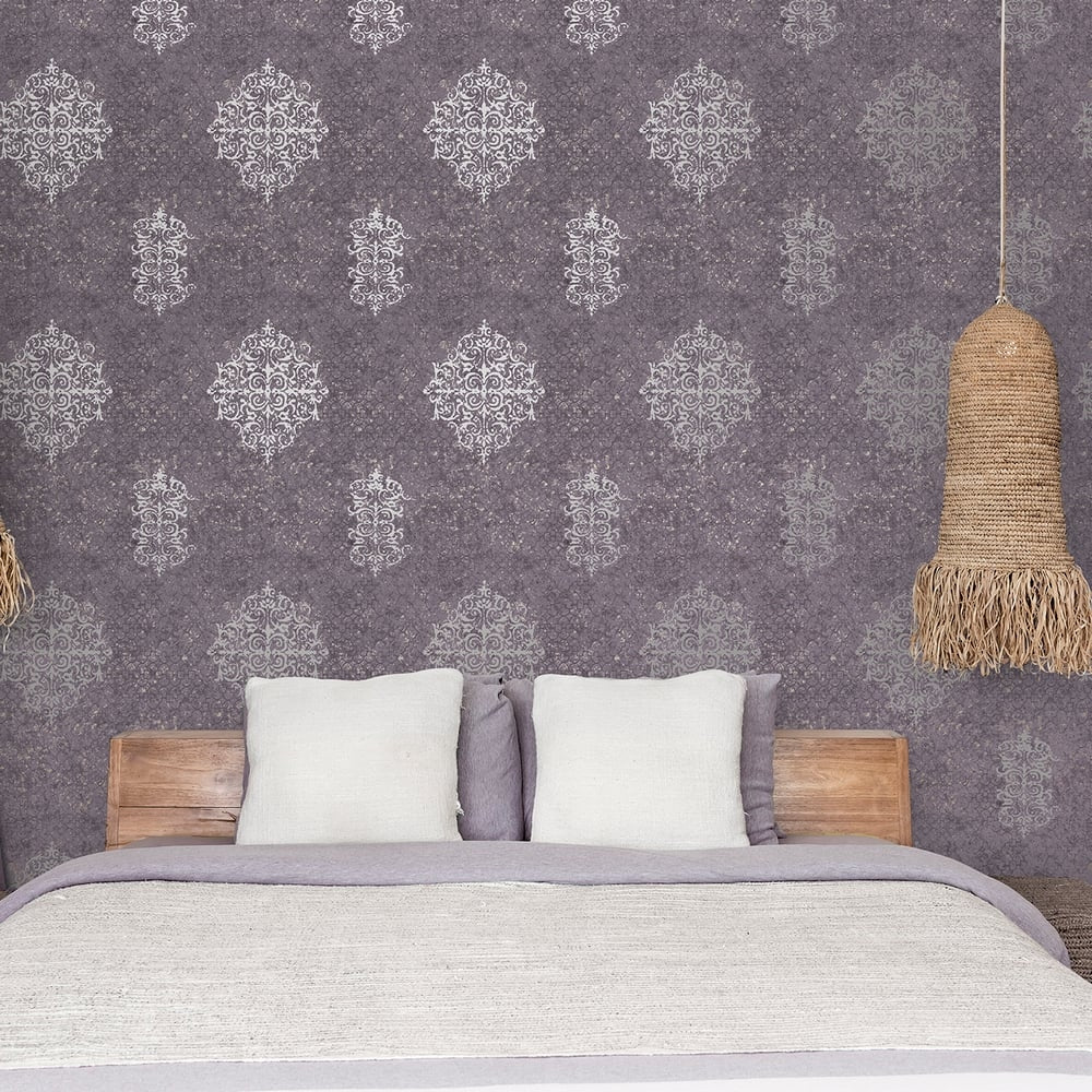 Lustre Damask Mottled Wallpaper