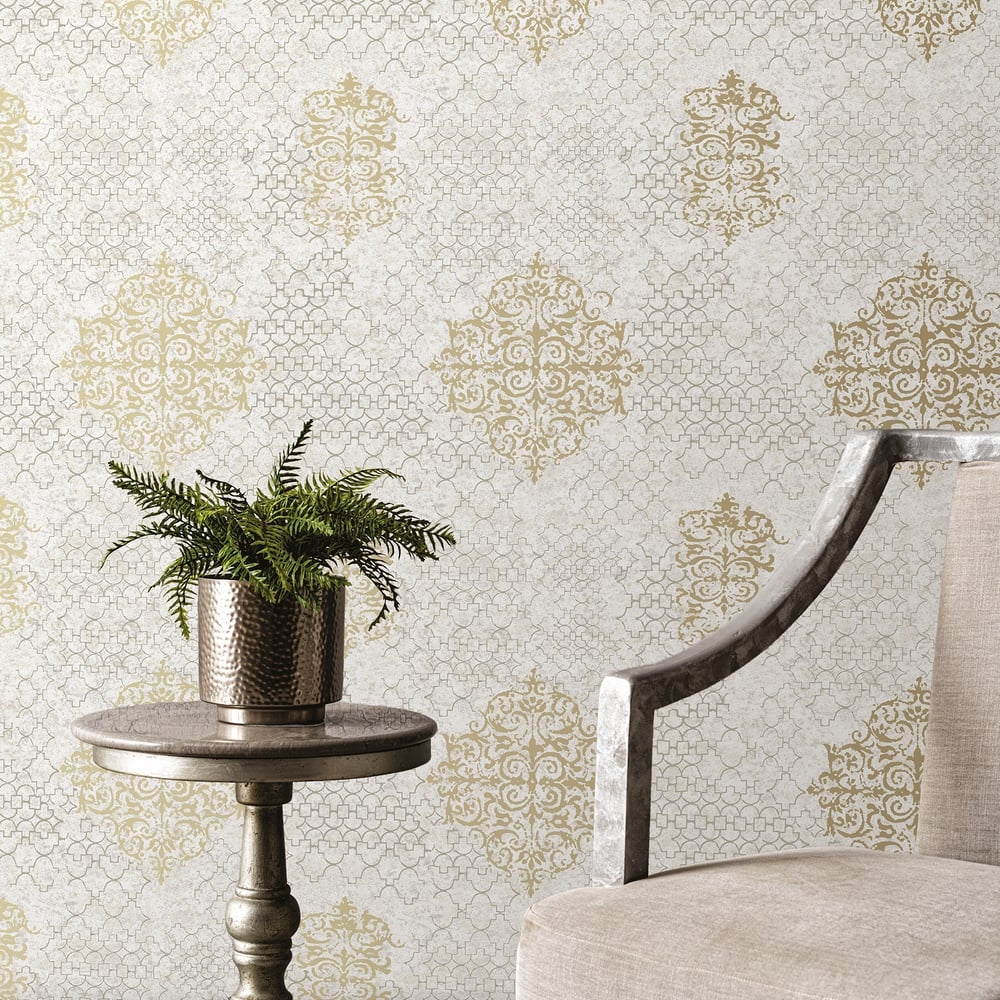 Lustre Damask Mottled Wallpaper