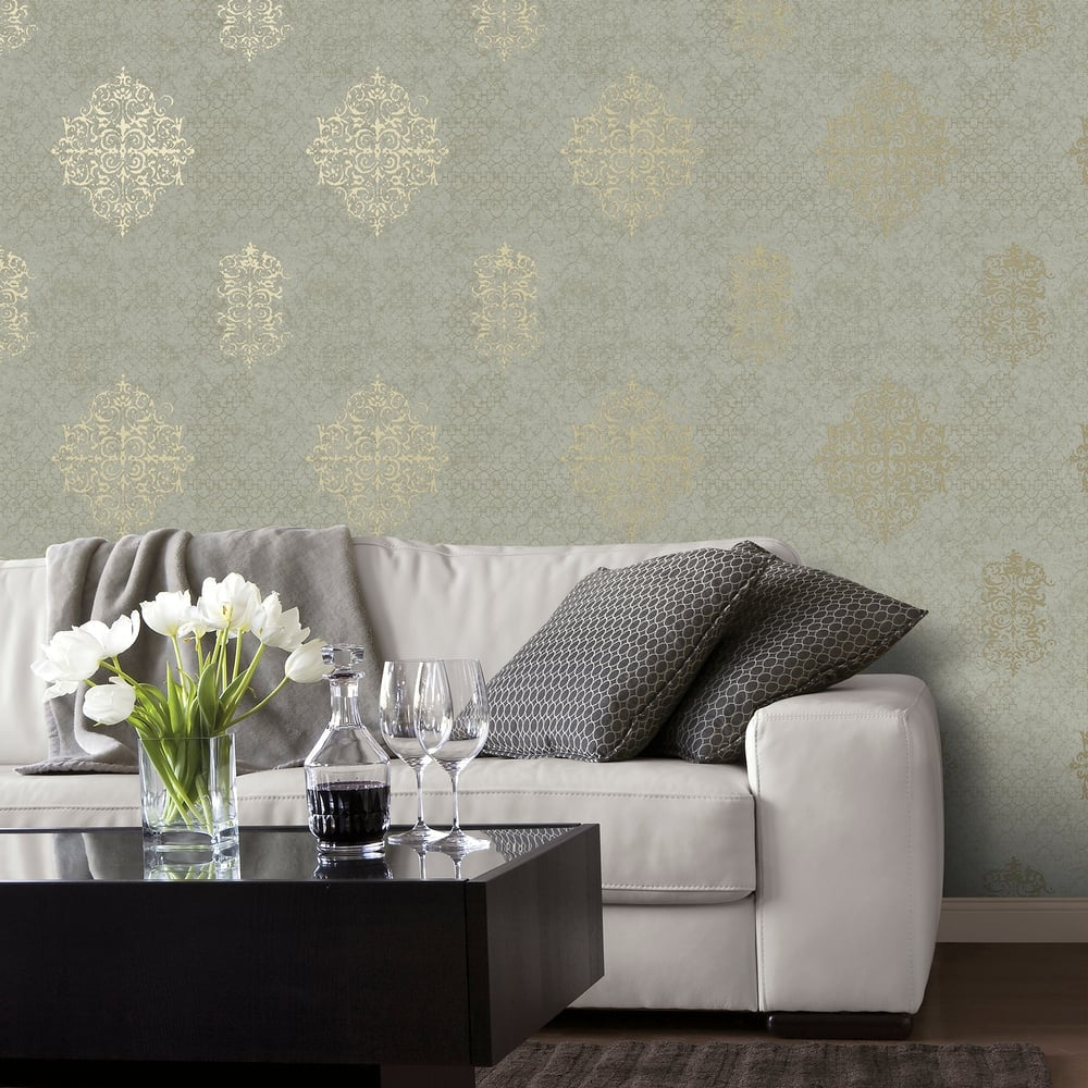 Lustre Damask Mottled Wallpaper