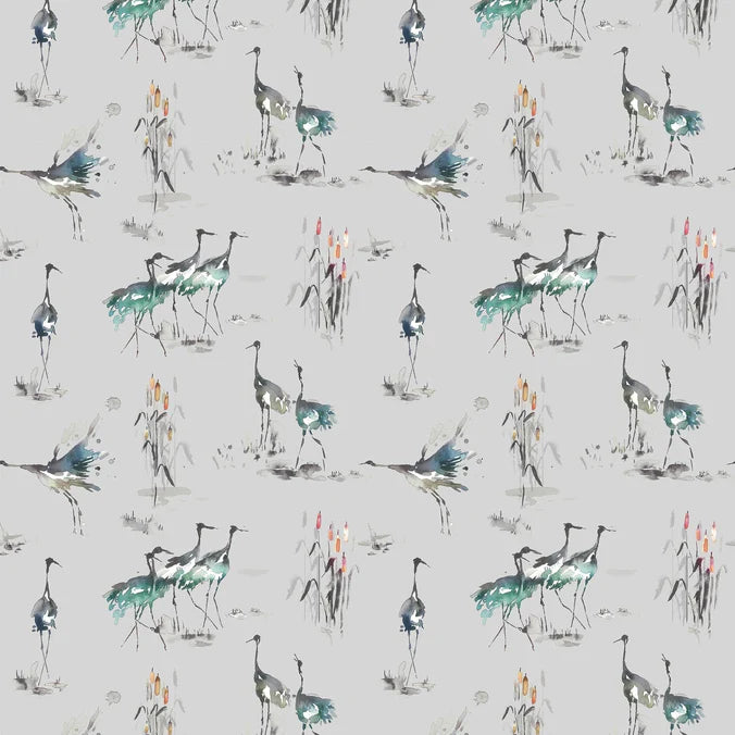 Cranes Cobalt Fabric