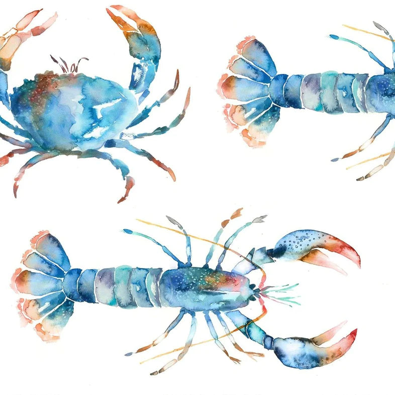 Crustaceans Cobalt Fabric