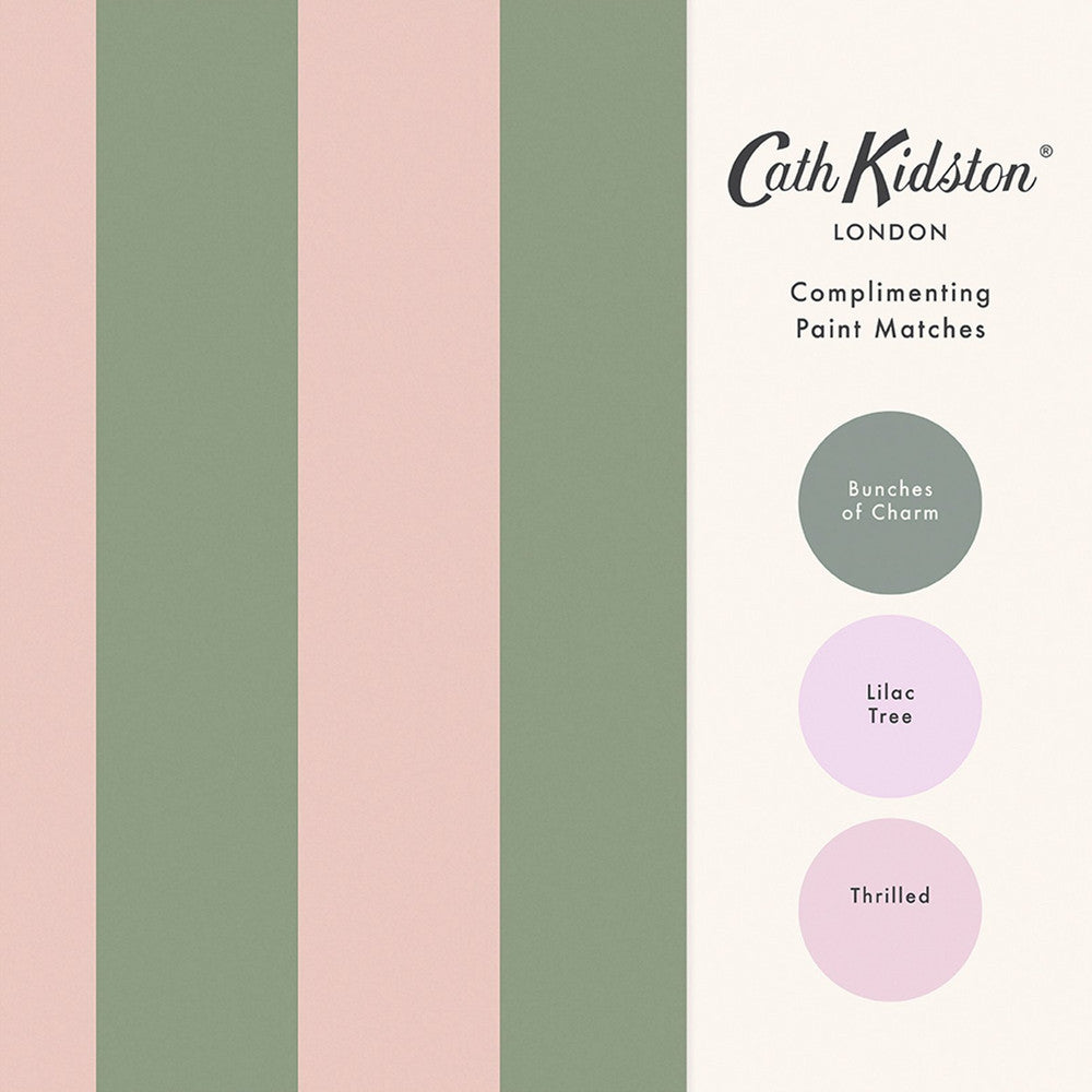 Canopy Stripe Wallpaper - Green & Pink - 125518 - Cath Kidston
