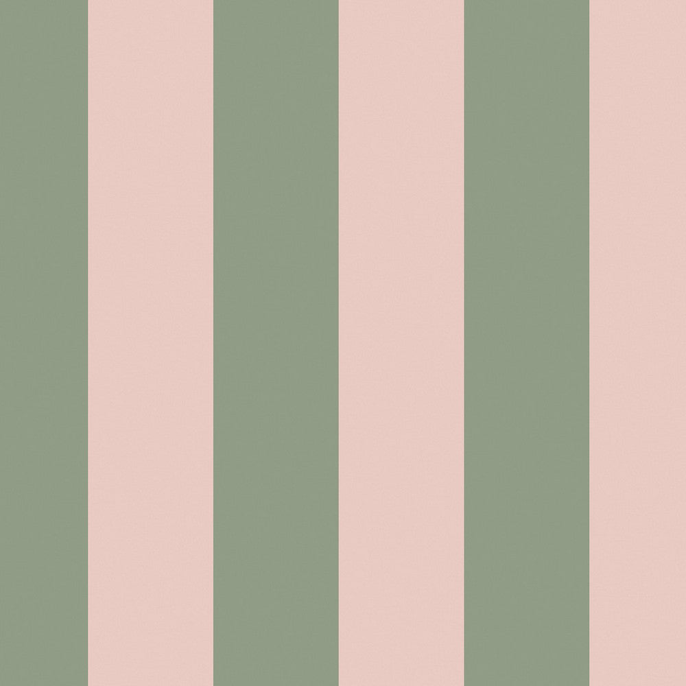 Canopy Stripe Wallpaper - Green & Pink - 125518 - Cath Kidston