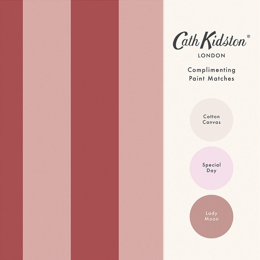 Canopy Stripe Wallpaper - Pink & Red - 125519 - Cath Kidston