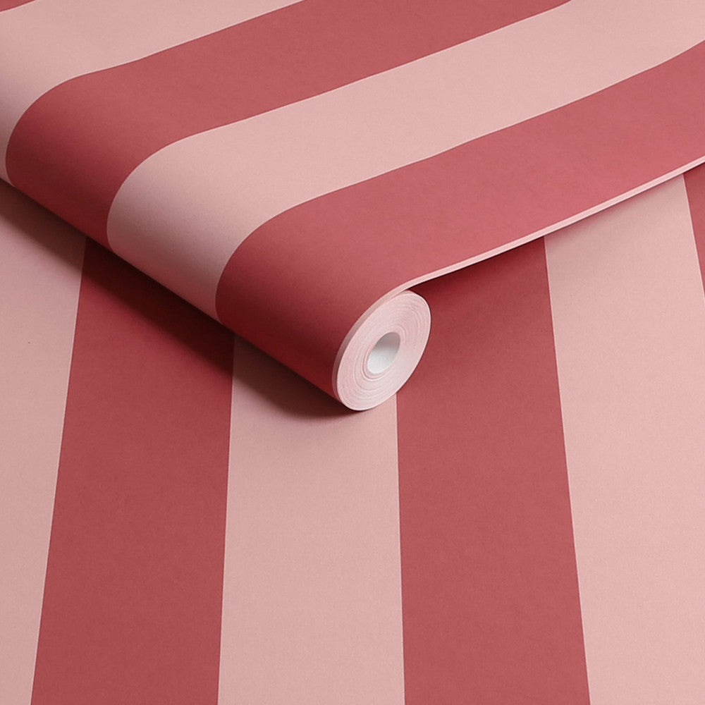 Canopy Stripe Wallpaper - Pink & Red - 125519 - Cath Kidston