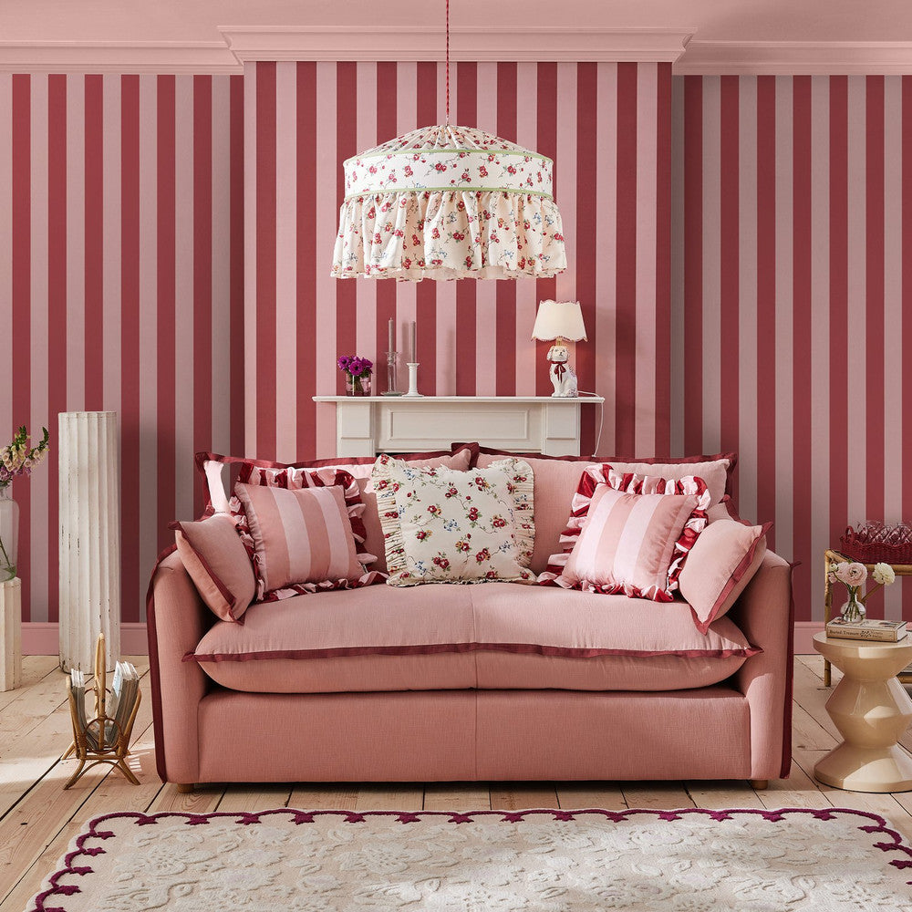 Canopy Stripe Wallpaper - Pink & Red - 125519 - Cath Kidston