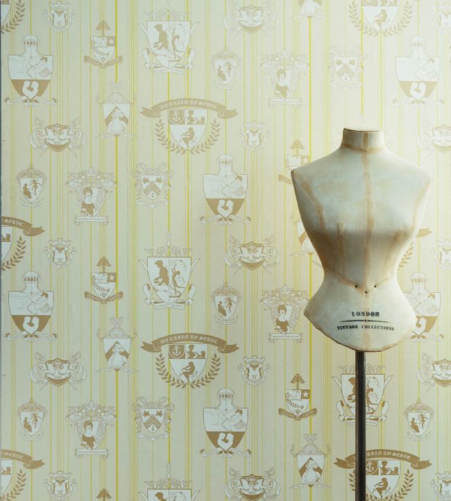 Carpe Noctem Wallpaper - Lime / Gold - BG0100 - 202 - Barneby Gates