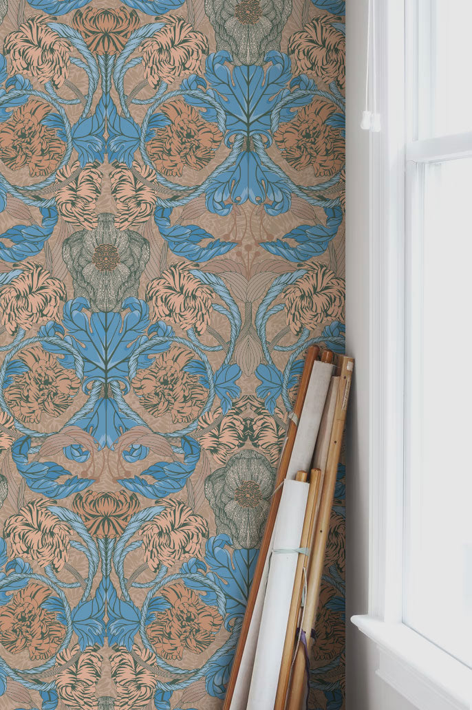 Cecilia Wallpaper - Apricot - Summer Gray