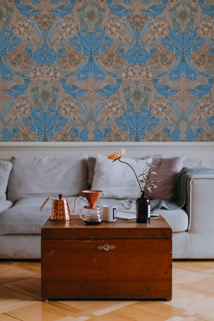 Cecilia Wallpaper - Apricot - Summer Gray