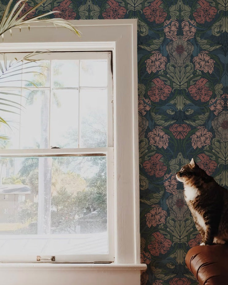 Cecilia Wallpaper - Ink - Summer Gray
