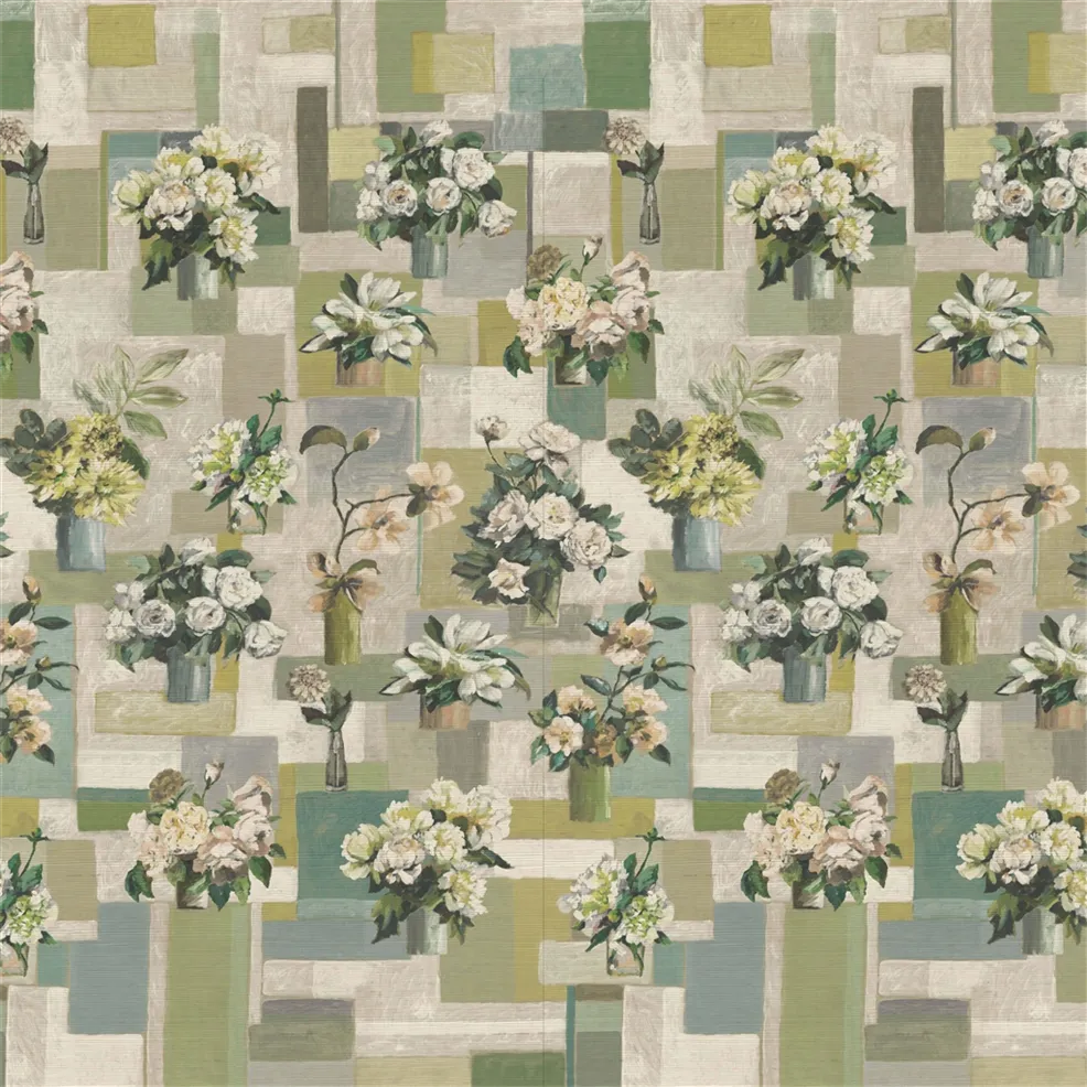 Celadon Vase Grasscloth Wallpaper - Celadon - PDG1205/01 - Designers Guild