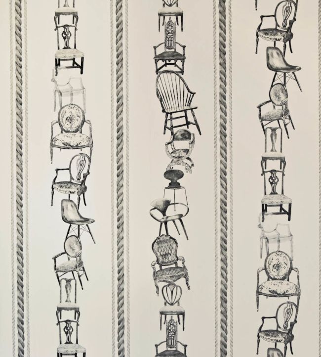 Chairs Wallpaper - Black on Parchment - BG0500 - 102 - Barneby Gates