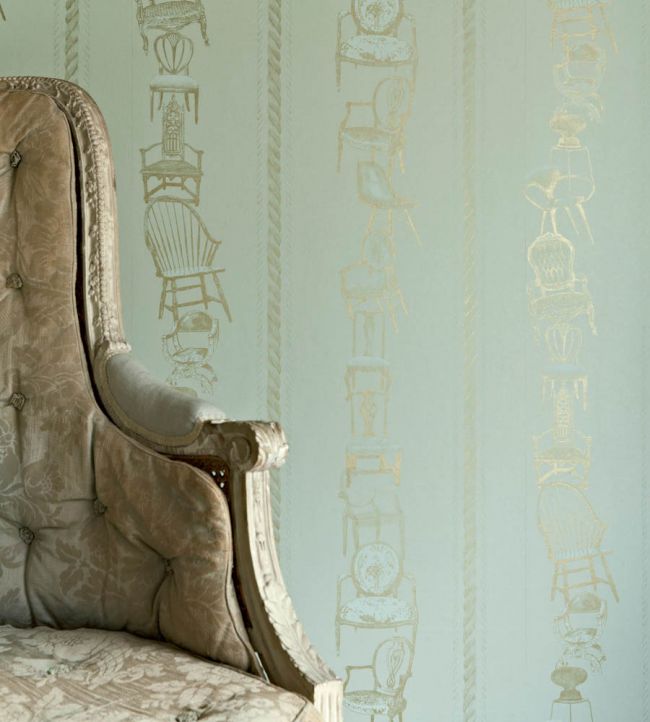 Chairs Wallpaper - Eau de Nil - BG0500 - 101 - Barneby Gates
