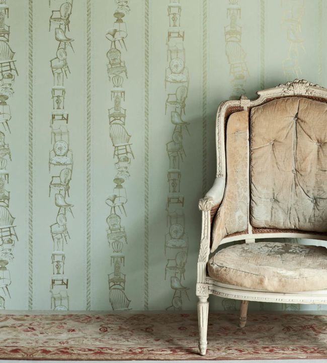 Chairs Wallpaper - Eau de Nil - BG0500 - 101 - Barneby Gates