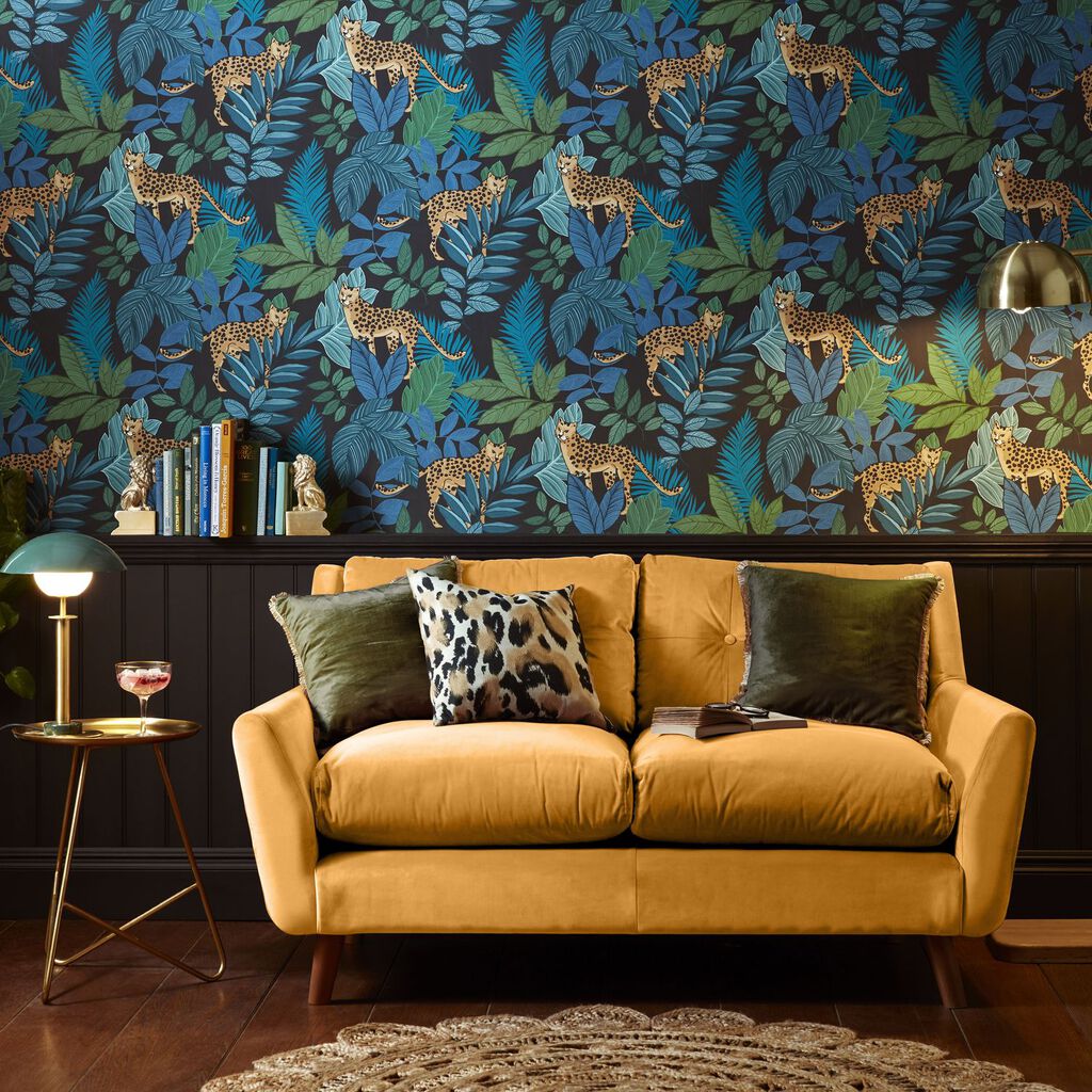 Cheetin Wallpaper - Blue - Envy