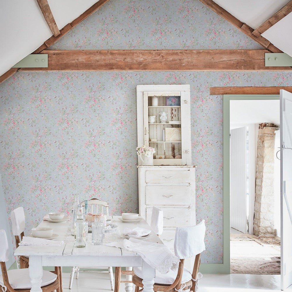 Chelsea Wallpaper - Blue - Shabby Chic