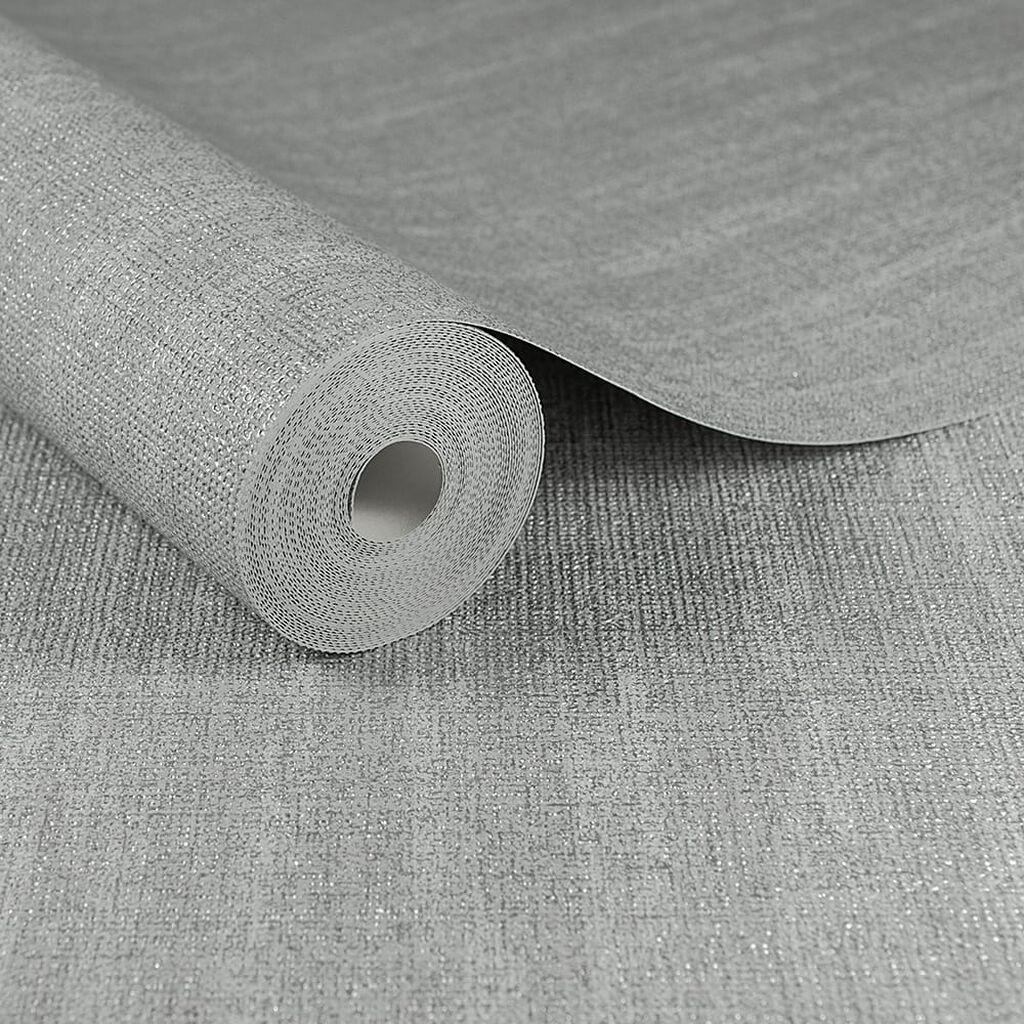 Chenille Wallpaper - Grey & Silver - Boutique Luxury