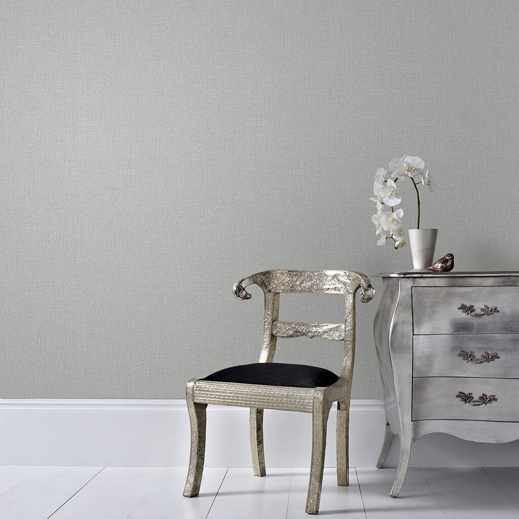 Chenille Wallpaper - Grey & Silver - Boutique Luxury