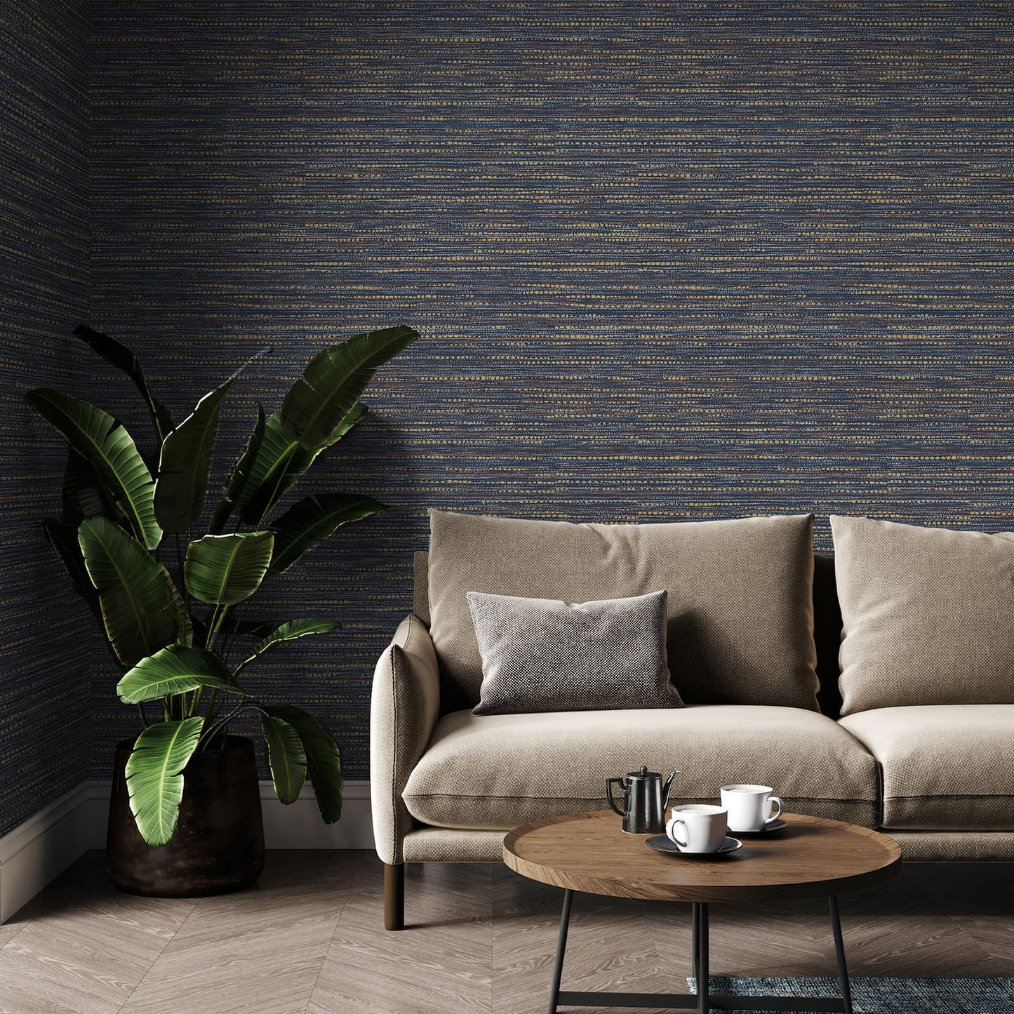 Chunky Horizontal Weave Wallpaper - Indigo - Boutique Luxury