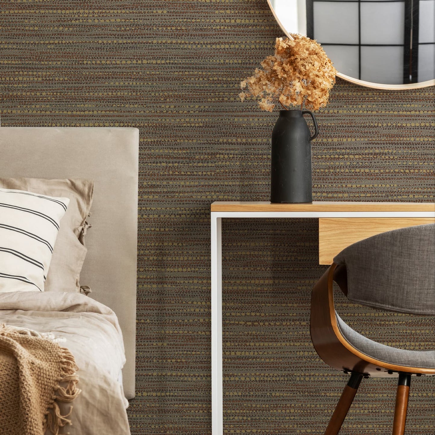 Chunky Horizontal Weave Wallpaper - Rust - Boutique Luxury