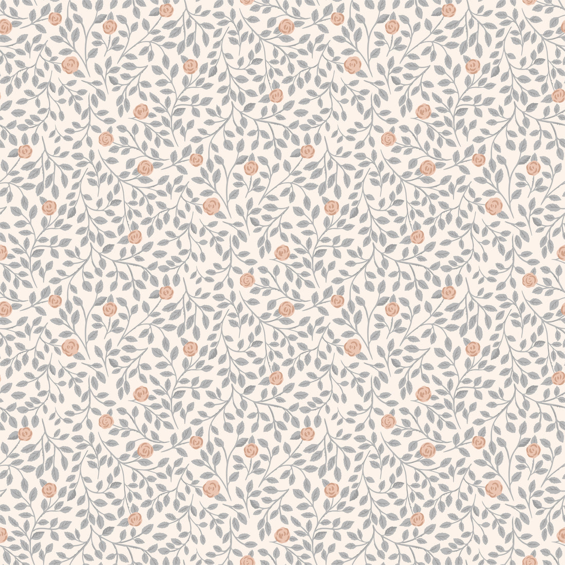 Climbing Rose Wallpaper - Blue - Summer Gray
