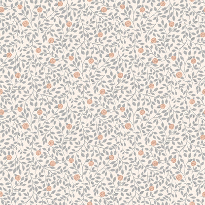 Climbing Rose Wallpaper - Blue - Summer Gray
