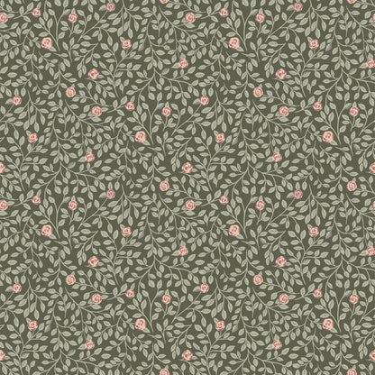 Climbing Rose Wallpaper - Green - Summer Gray
