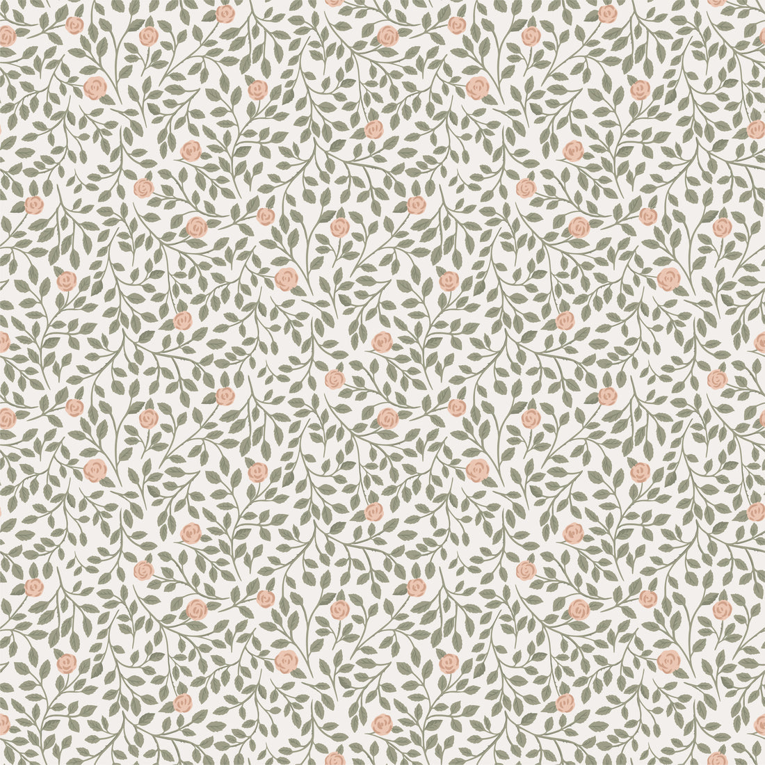 Climbing Rose Wallpaper - Light Green - Summer Gray
