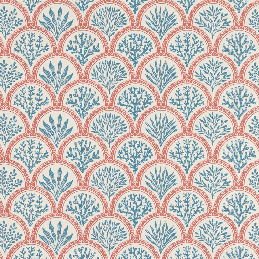 Coralli Wallpaper - Red/Indigo - J186W-03 - Jane Churchill
