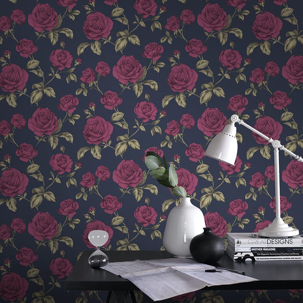 Countess Wallpaper - Navy - Boutique Luxury
