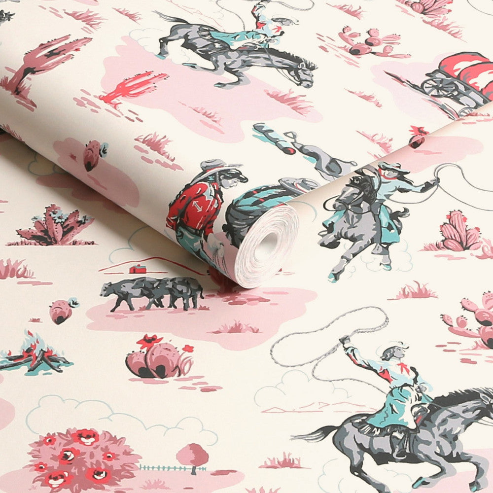Cowgirls Wallpaper - Pink - 125534 - Cath Kidston