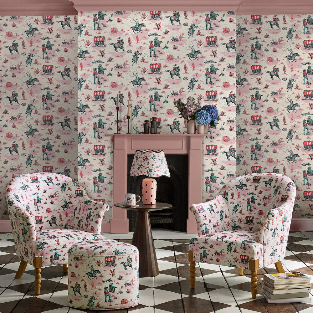 Cowgirls Wallpaper - Pink - 125534 - Cath Kidston