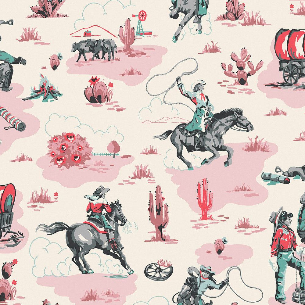 Cowgirls Wallpaper - Pink - 125534 - Cath Kidston