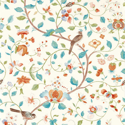 Aril's Garden Wallpaper - Teal/Russet - DABW217235