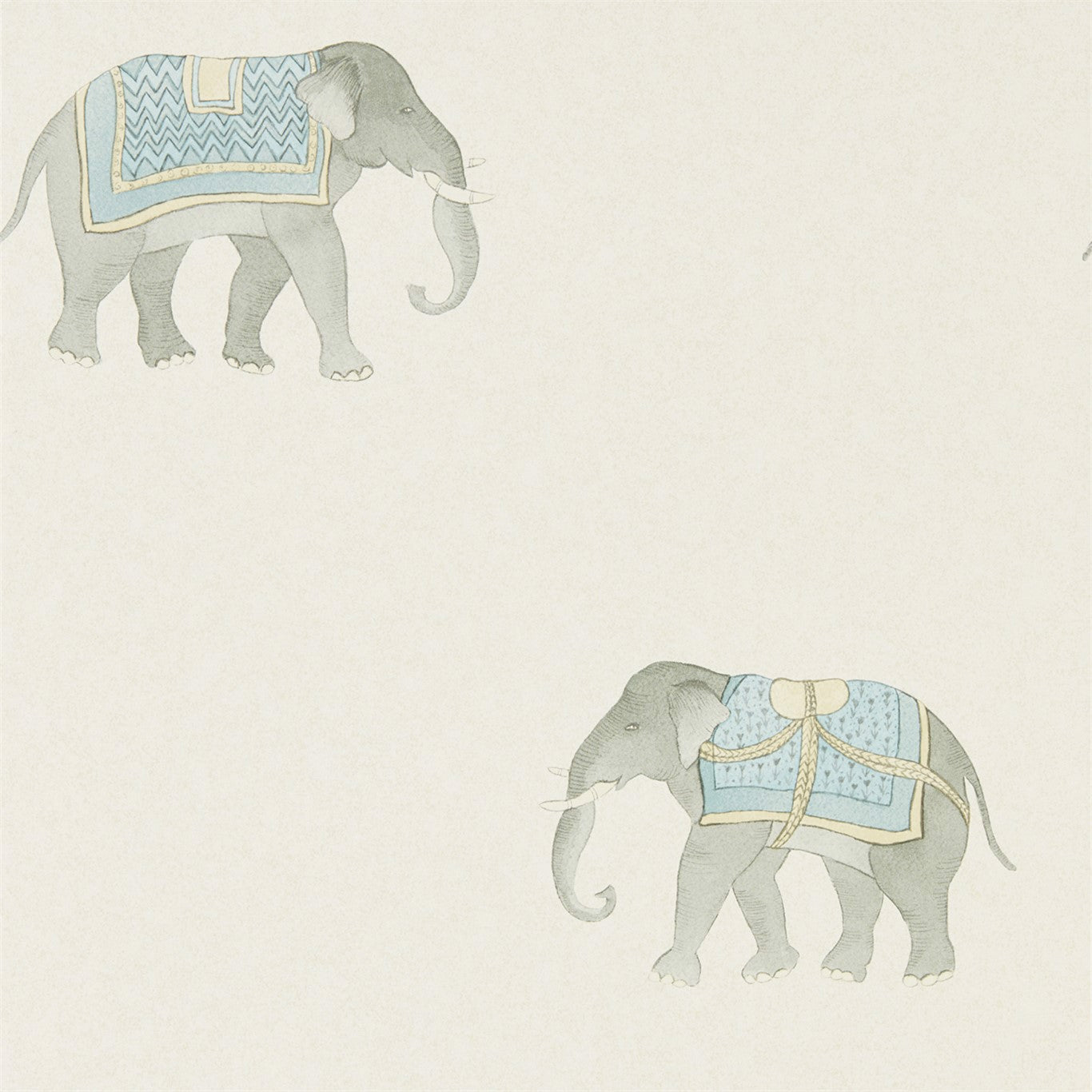 India Wallpaper - Wedgwood/Cream - DART216332