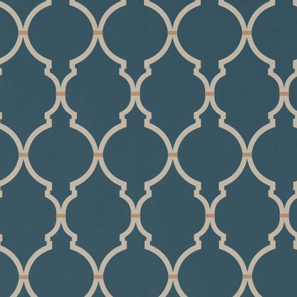 Empire Trellis Wallpaper - Indigo/Linen - DART216338