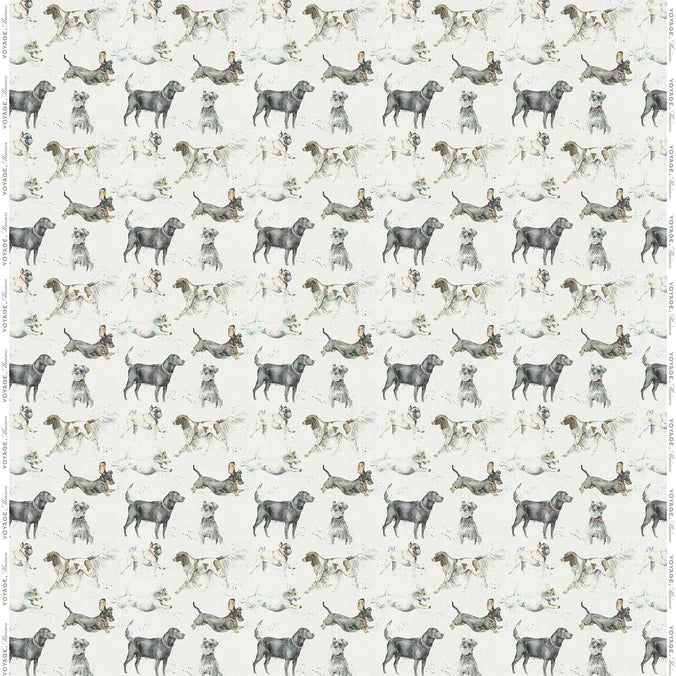 Dashing Dogs Linen Fabric