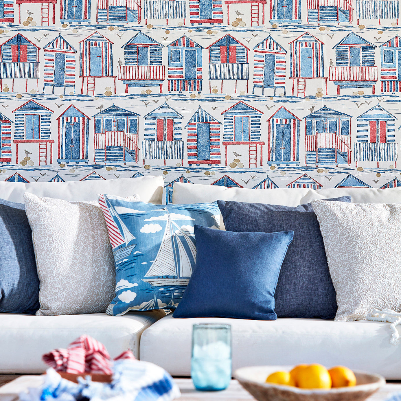 Beach Huts Wallpaper - Marine - DCOA216560