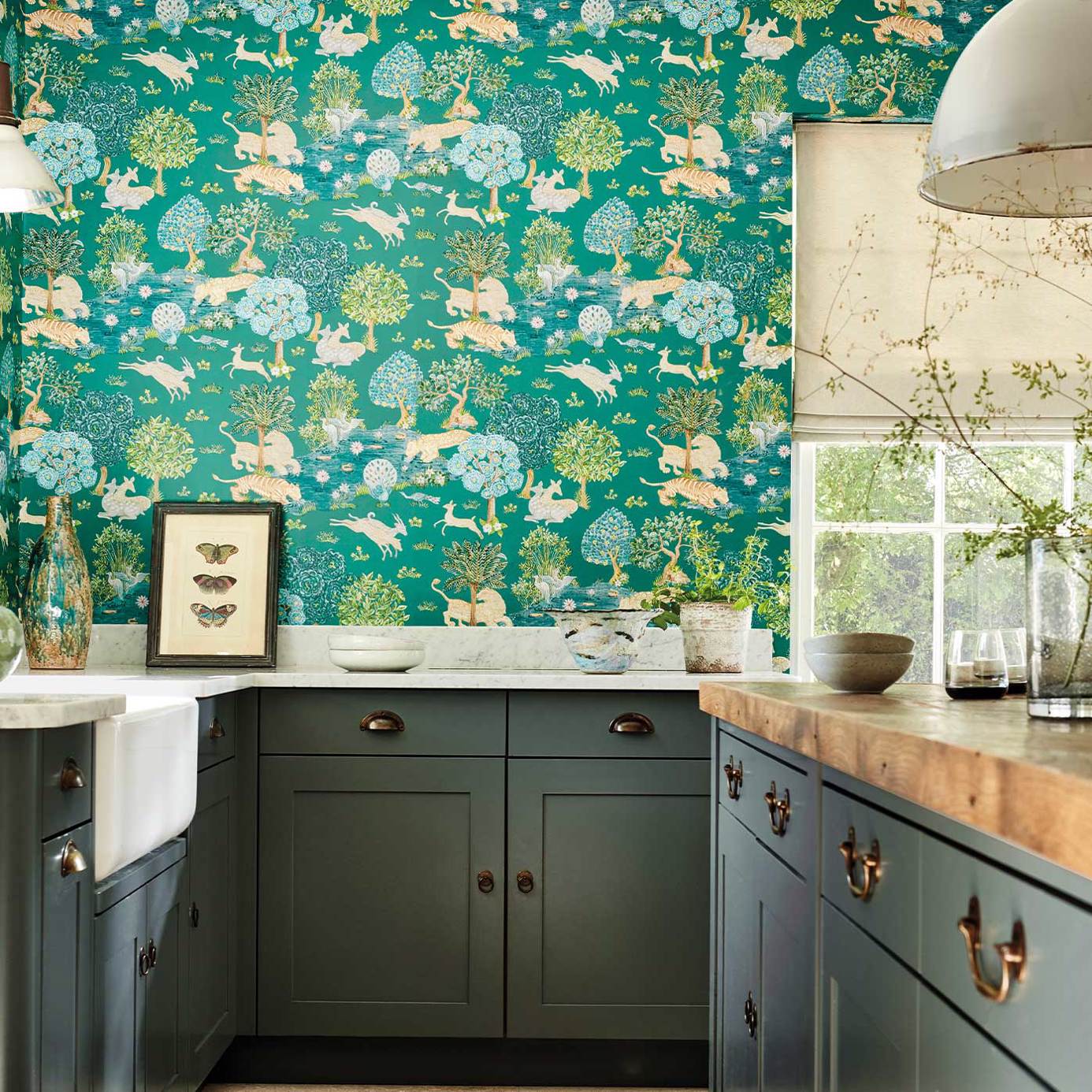 Pamir Garden Wallpaper - Teal/Peacock - DCPW216765