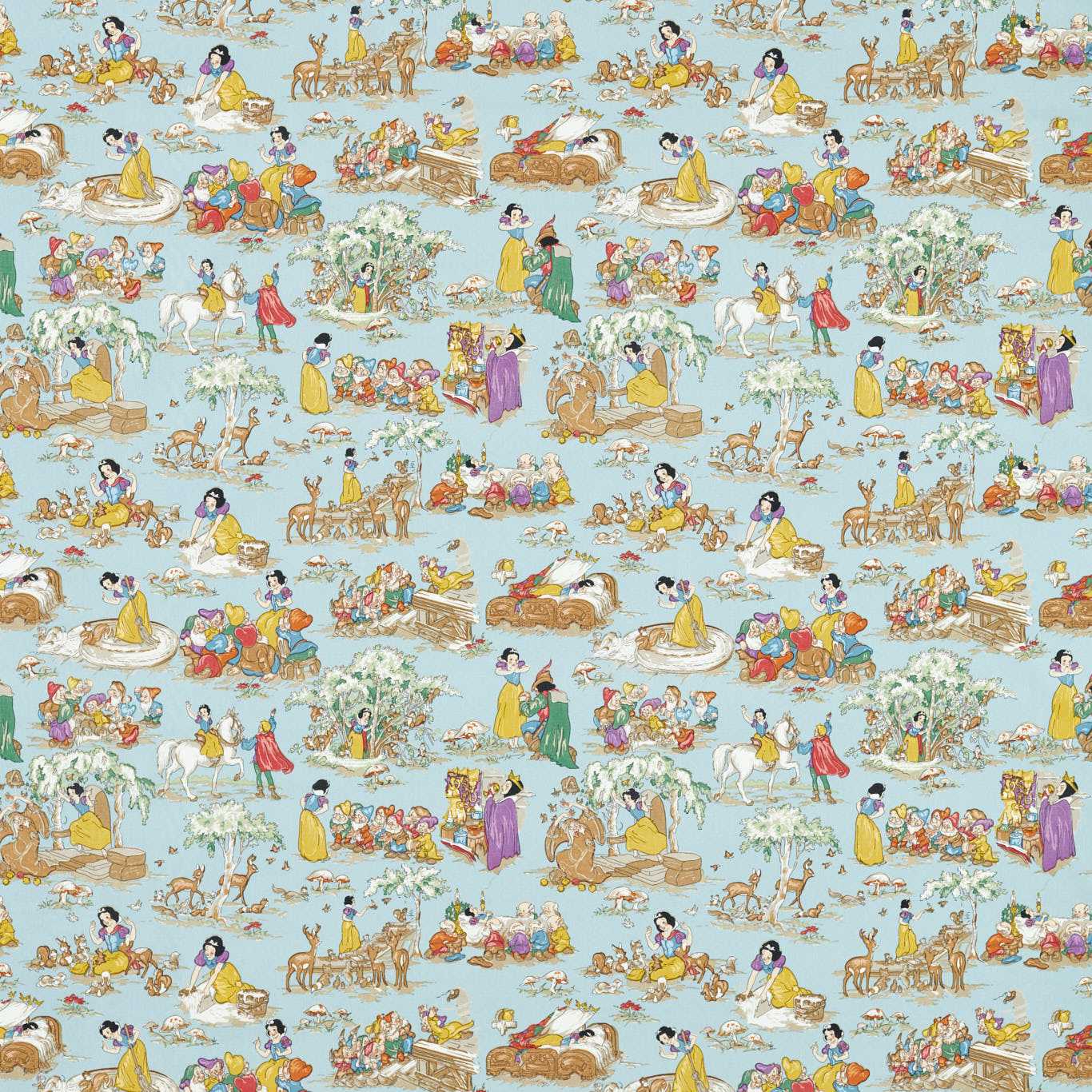 Snow White Puddle Blue Fabric