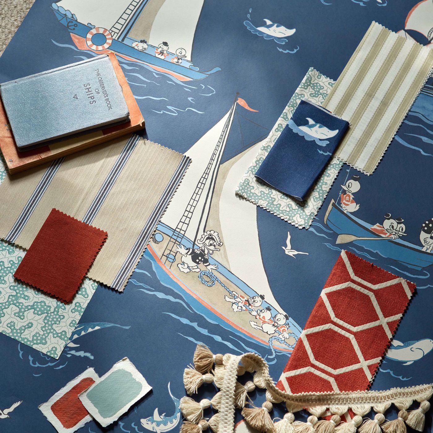 Donald Nautical Night Fishing Room Fabric
