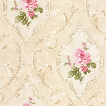 Madelyn Floral Cameo Wallpaper
