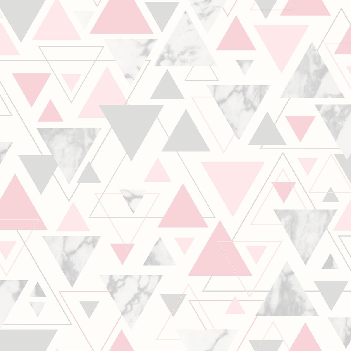 Chantilly Geometric Marble Triangle Wallpaper - Pink / Grey - Debona