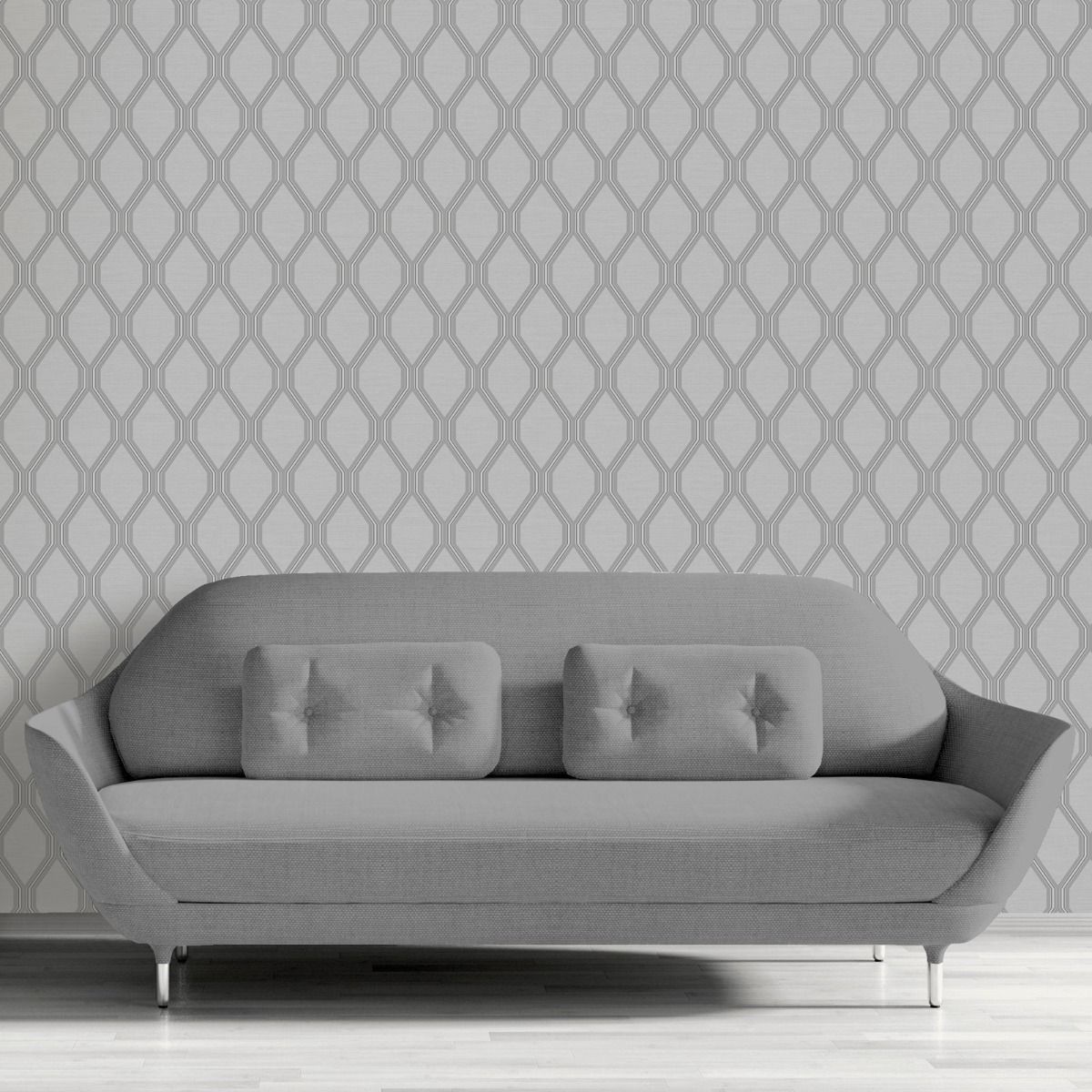 Ariana Geometric Wallpaper - Grey / Silver - Debona
