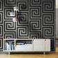 Athena Geometric Wallpaper - Black / Silver - Debona