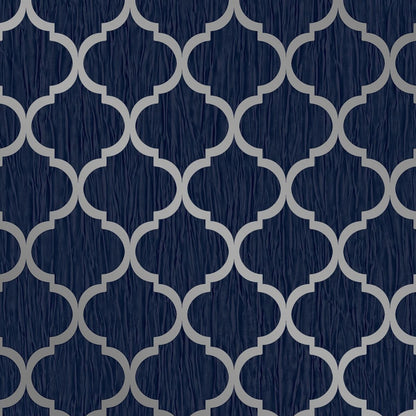 Crystal Trellis Wallpaper - Blue / Silver - Debona